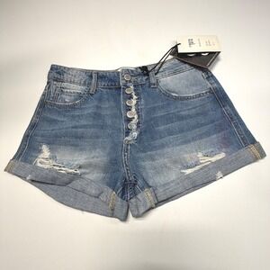 Insane Gene Denim Shorts Women's S Button Fly Distressed Cuffed NWT